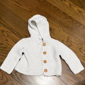 Nordstrom Organic White Knit Cardigan with Wooden Buttons